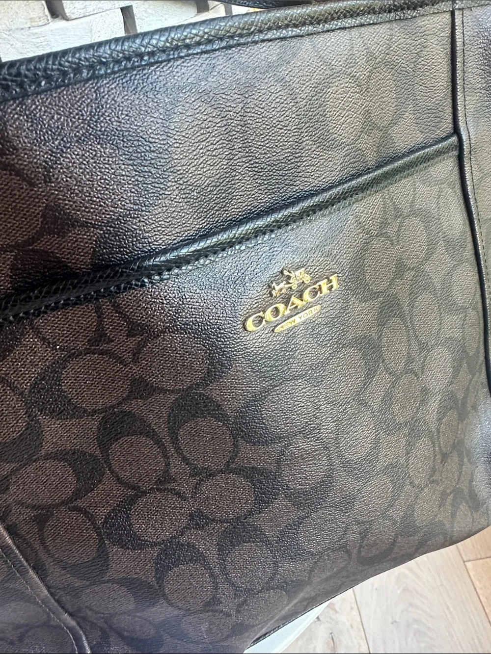 Coach Brown and Black Signature Tote